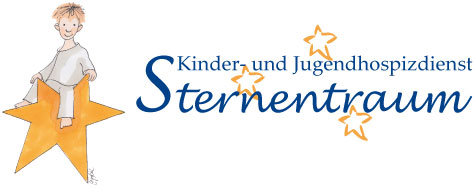 Logo Kinder und Jugendhospizdienst (Sternenkind (Kind auf Stern sitzend) und Schriftzug)